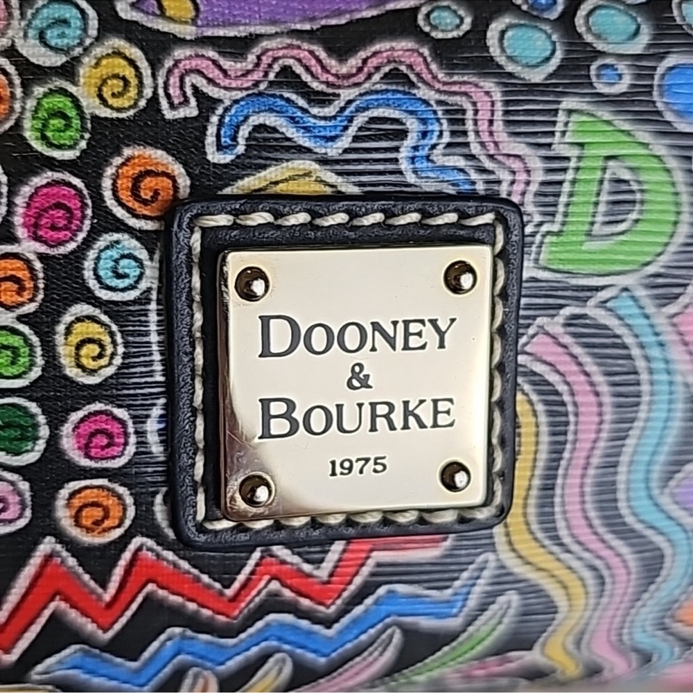 Y2K Dooney & Bourke Whimsy Print Goldtone Hardware Leather Trim Minibag Y2K - Picture 3 of 16